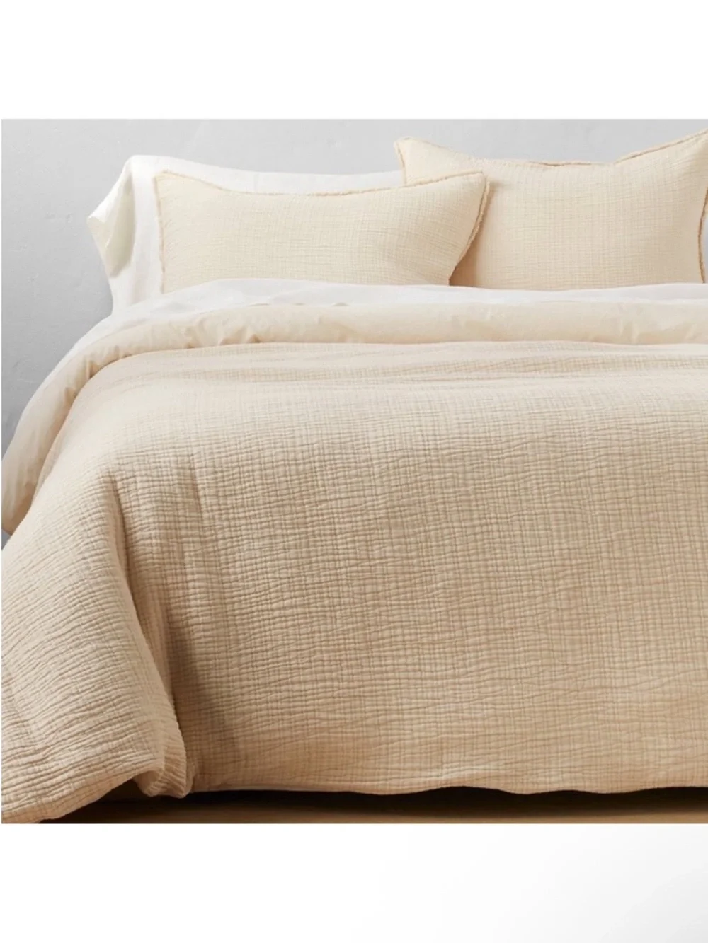 NWT Full/Queen Textured Chambray Cotton Duvet & Sham Set Natural - Casaluna